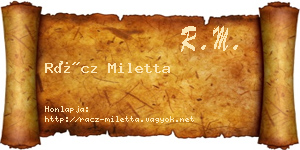 Rácz Miletta névjegykártya